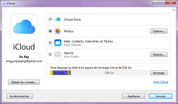 Configurer iCloud pour Windows