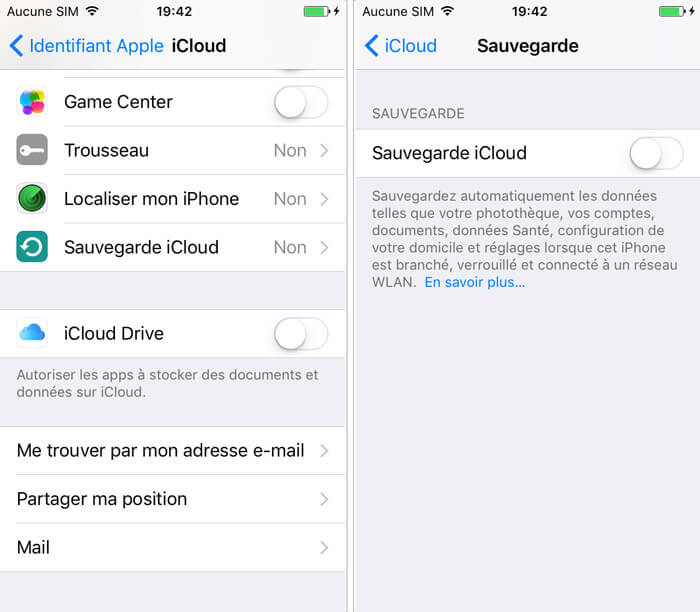 Sauvegarder iCloud