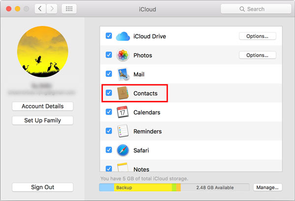 Activer la synchronisation Contacts sur Mac