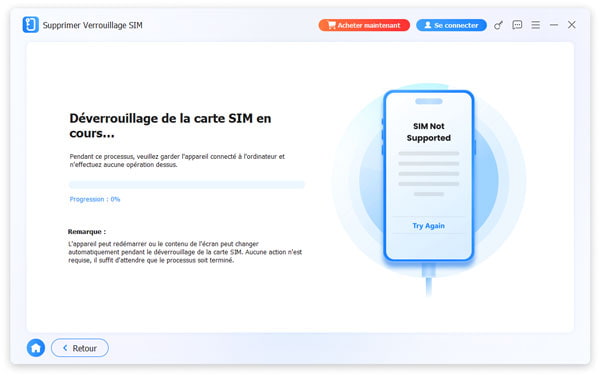 Suppression du verrouillage de la carte SIM en cours