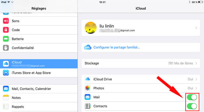 Activer iCloud sur iPad