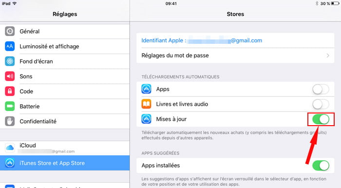 Activer iTunes sur iPad