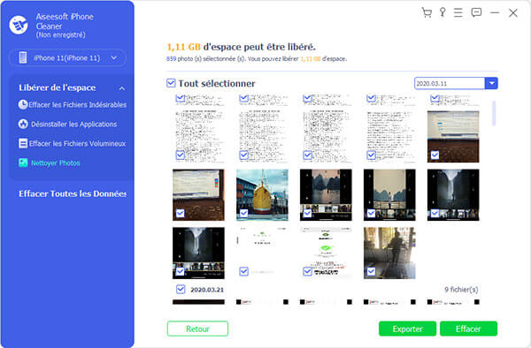 Exporter et effacer les photos