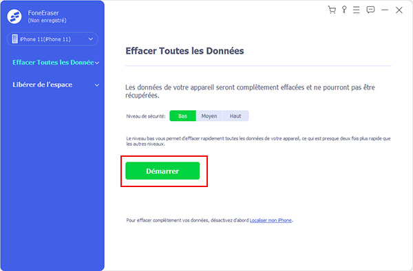 Effacer les données sur iPhone