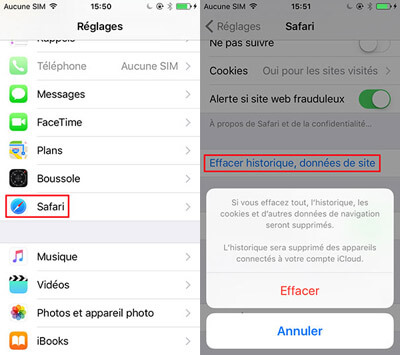 Effacer l'historique Safari sur iPhone