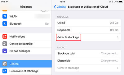 Gérer le stockage iPad