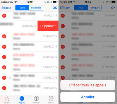 Effacer l'historique des appels sur iPhone