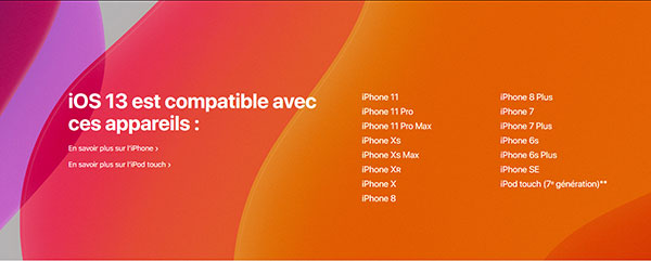 Appareil compatible avec le dernier iOS