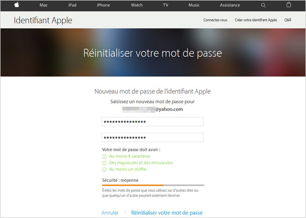 Changer le mot de passe via iforget