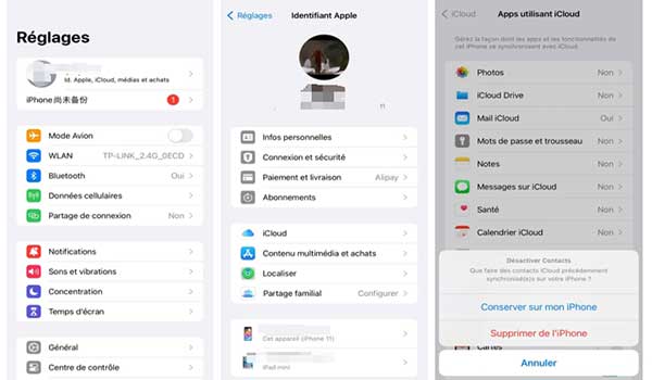 Conserver les contacts iCloud sur iPhone