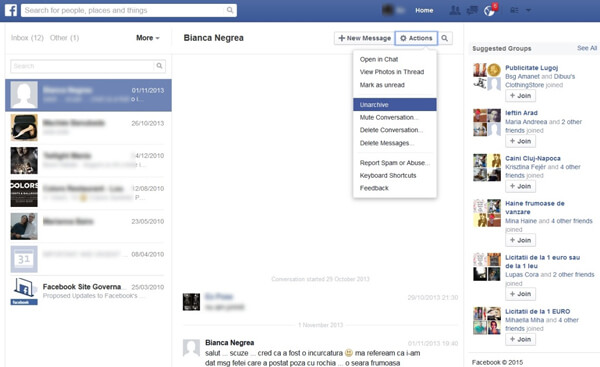 Désarchiver les messages Facebook