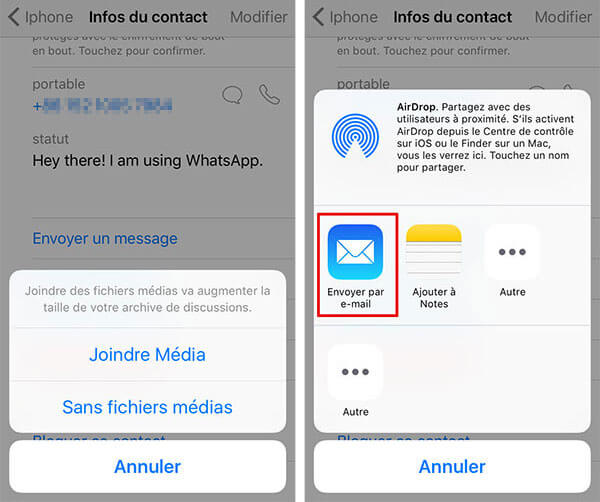 Envoyer WhatsApp par Email