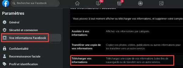 Télécharger vos informations Facebook