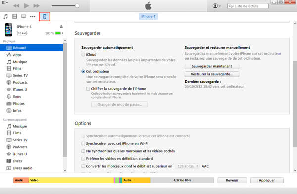 Bouton iTunes