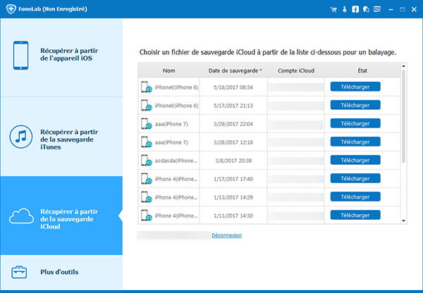 Scanner les contacts iCloud