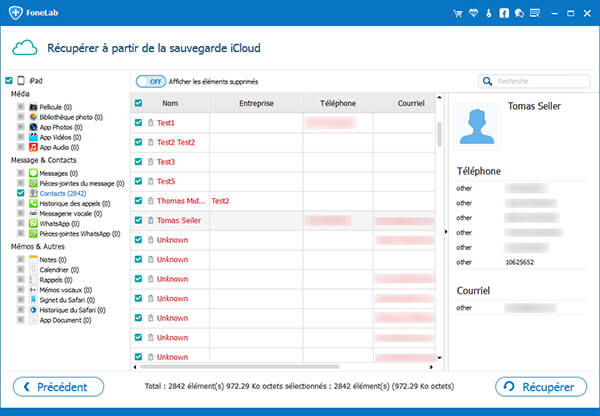 Récupérer des contacts iPhone depuis iCloud