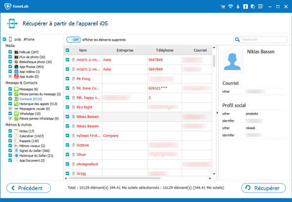 Récupérer les contacts supprimés iPhone