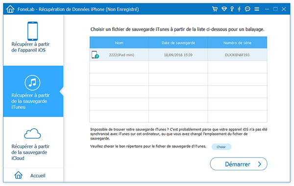 Restaurer les contacts depuis la sauvegarde iTunes