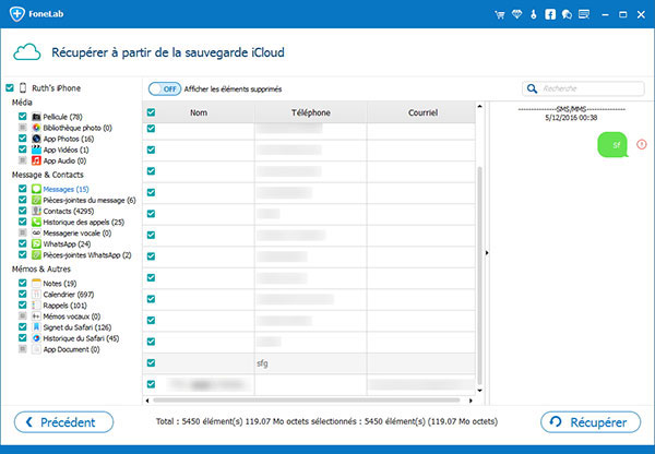 Restaurer les données depuis iCloud