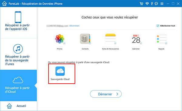 Récupérer depuis sauvegarde iCloud