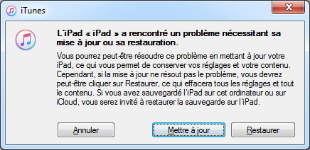 Restaurer iPad avec iTunes