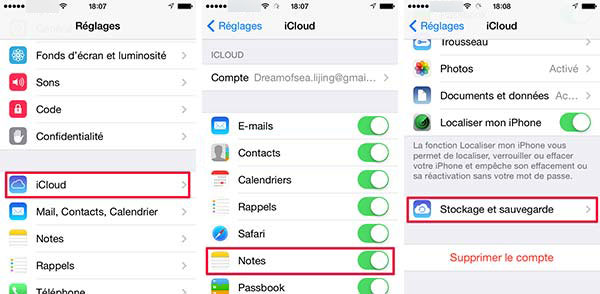 Sauvegarder les notes iPhone sur iCloud