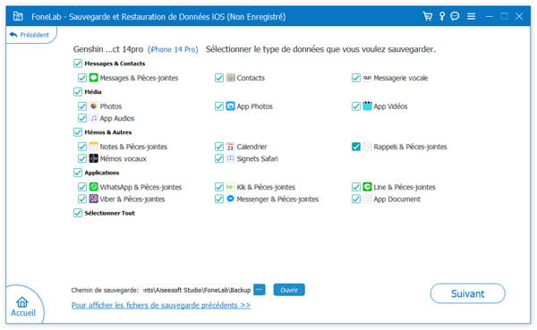 Sélectionner le type de données