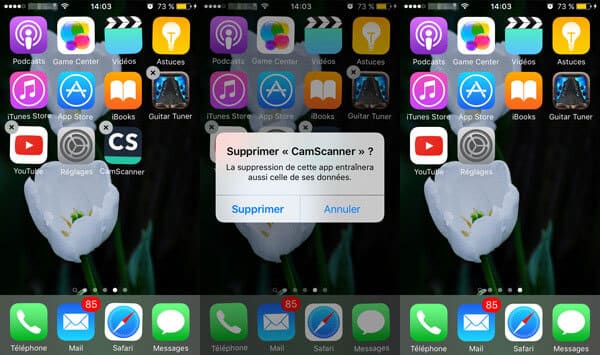 Supprimer l'icône d'écran iPhone
