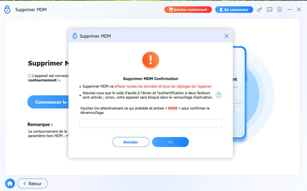 Contournement Mdm Confirmation