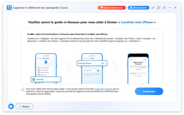 Fermer Localiser Mon Iphone Avant De Supprimer Chiffrement De Sauvegarde