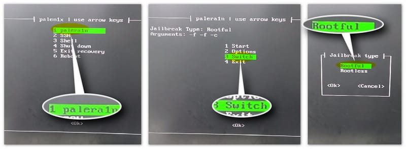 Choisir type de jailbreak racine