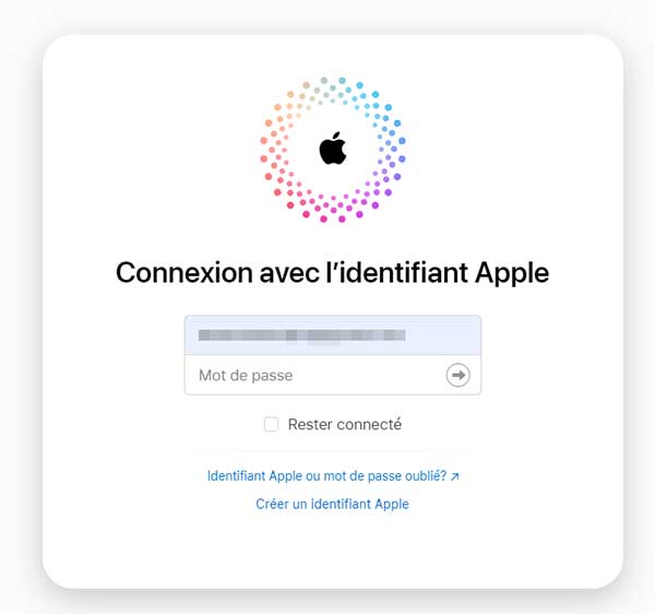 Connecter au compte Apple