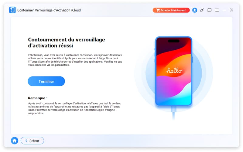 Contourner verrouillage réussi