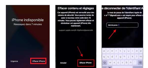 Déverrouiller iPhone par la fonction Effacer iPhone