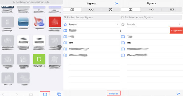 Effacer les signets sur iPhone