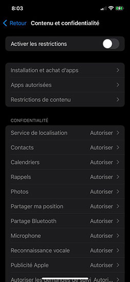 Enlever le contrôle parental sur iPhone