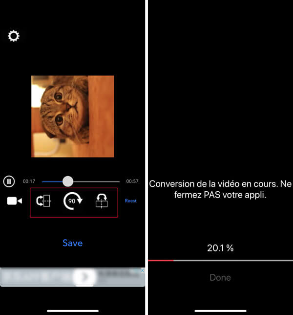 Enregistrer la vidéo retournée