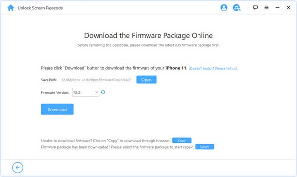 Téléchargement et extraction du firmware avec iMyFone LockWiper