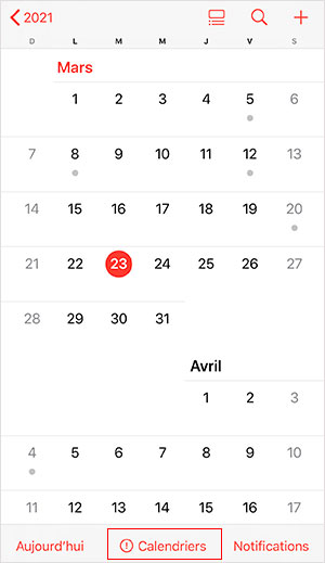 L'interface Calendrier