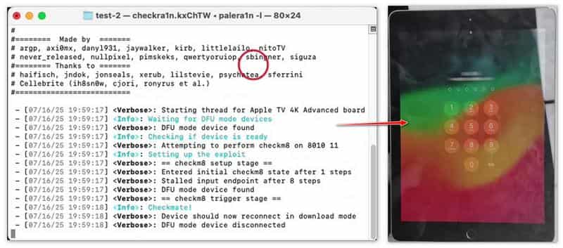 Jailbreak iOS via Palera1n réussi