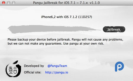 Démarrer Pangu pour jailbreak iPhone sous iOS 7.1.2