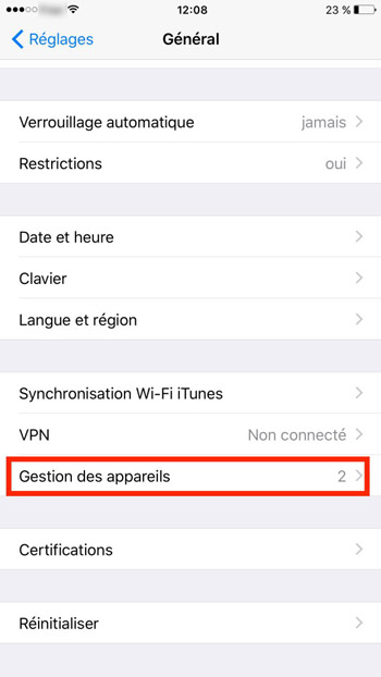 Gestion des appareils