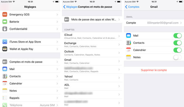 Supprimer le cache mail