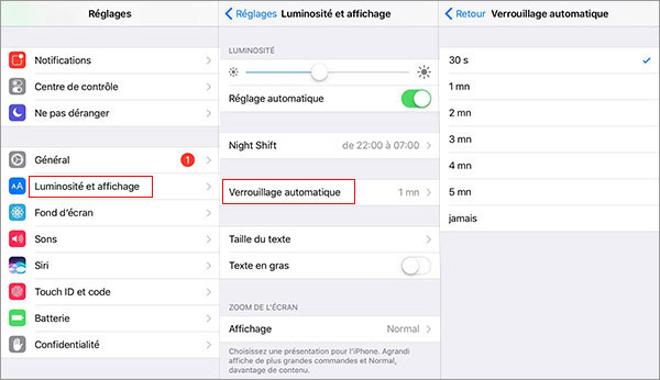 Ajuster les Réglages d'affichage iPhone