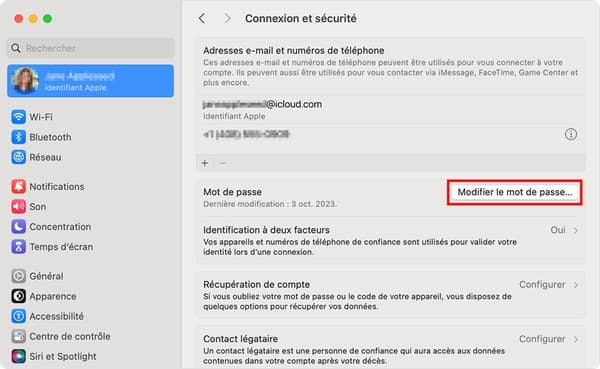 Réinitialiser le mot de passe Apple ID depuis un Mac