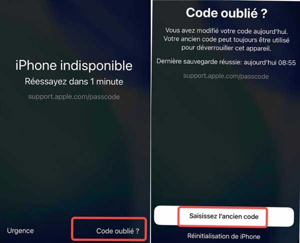 Saisir l'ancien code