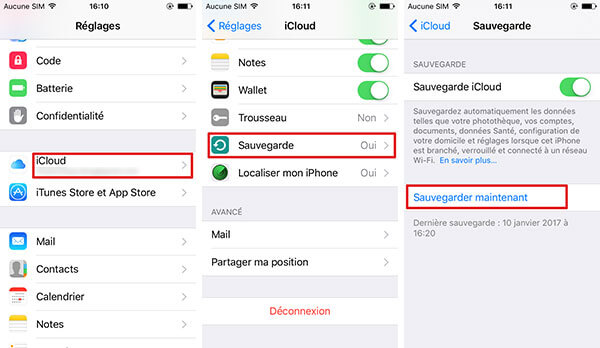 Sauvegarder iPad avec iCloud sous 10.2