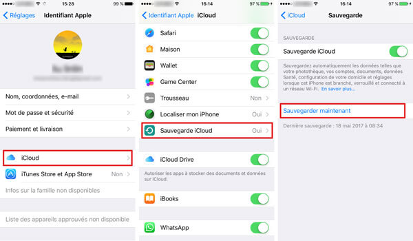 Sauvegarder des SMS iPhone avec iCloud sur 10.3