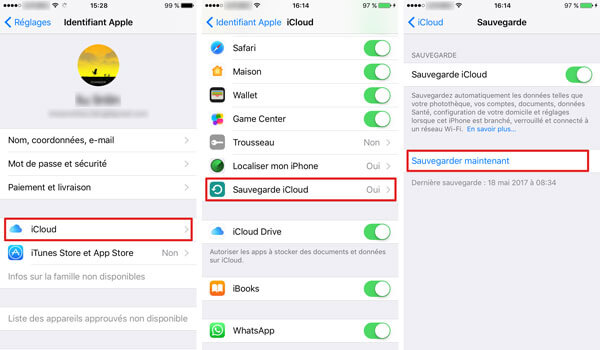 Sauvegarder iPhone avec iCloud