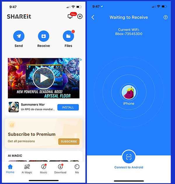 Transférer des photos vers iPhone avec SHAREit